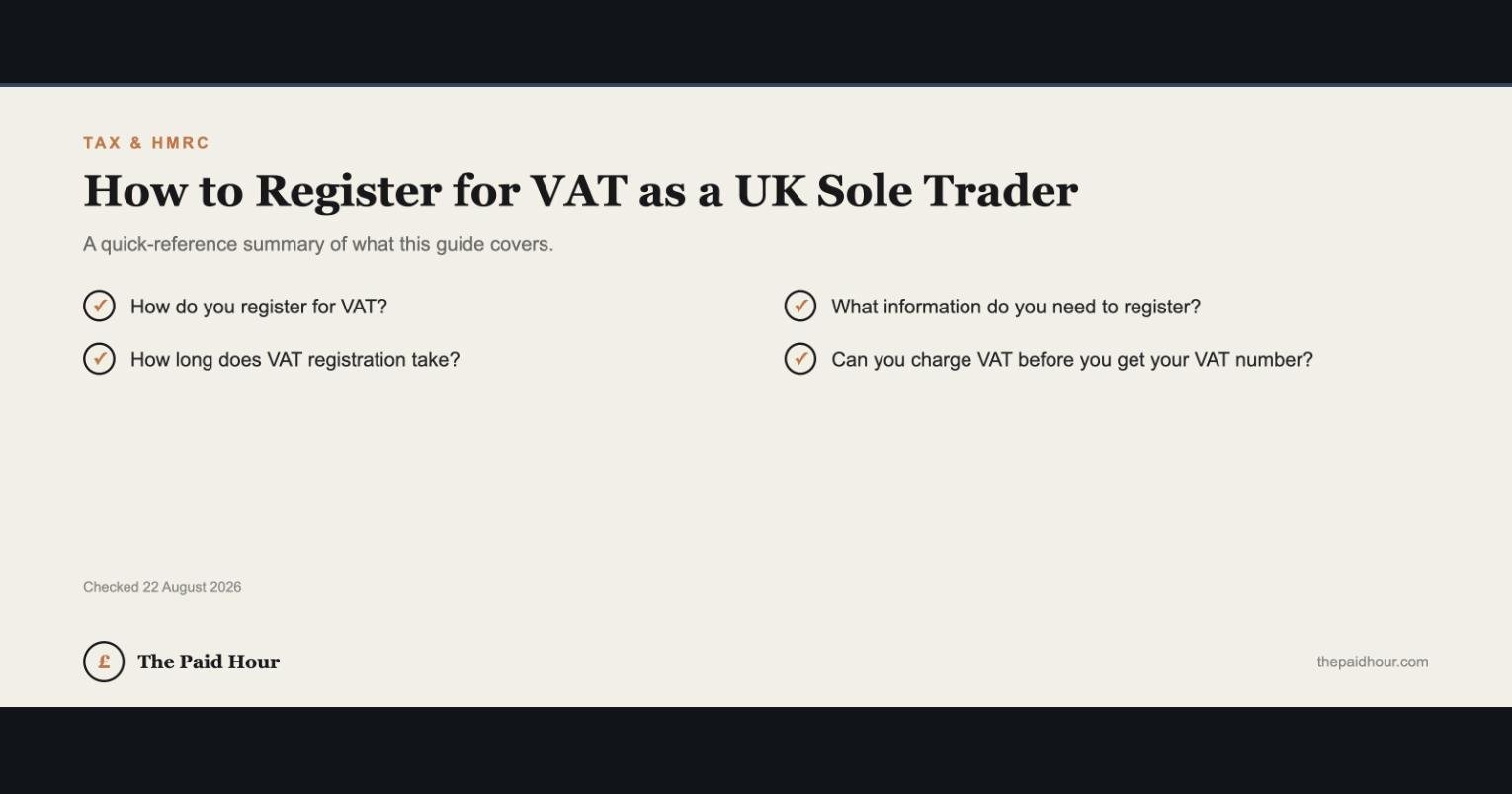 Tax & HMRC checklist: How to Register for VAT as a UK Sole Trader