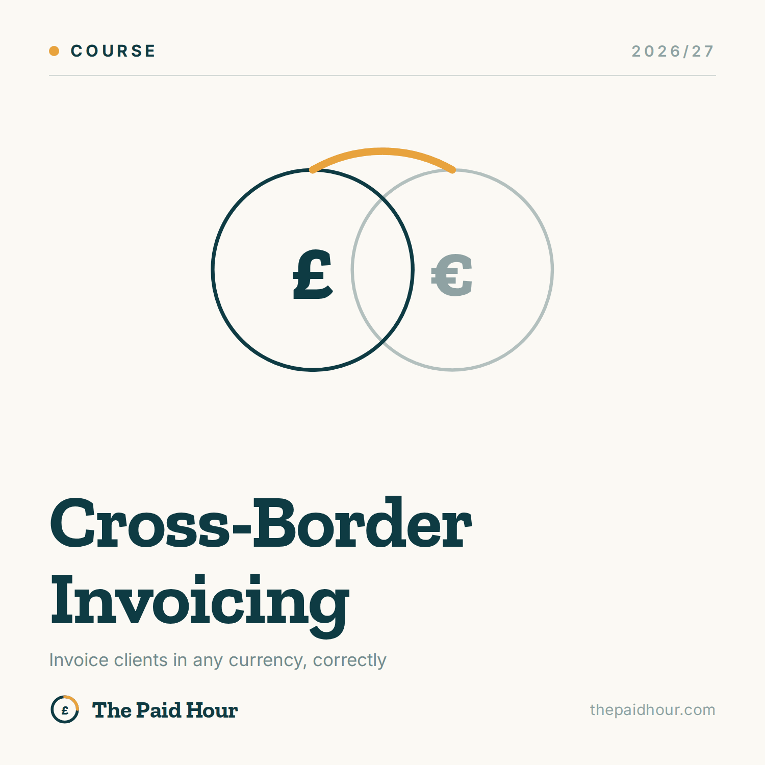Cross-Border Invoicing 2026/27 course cover, The Paid Hour