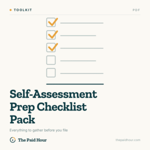 UK Self-Assessment Prep Checklist Pack cover, The Paid Hour